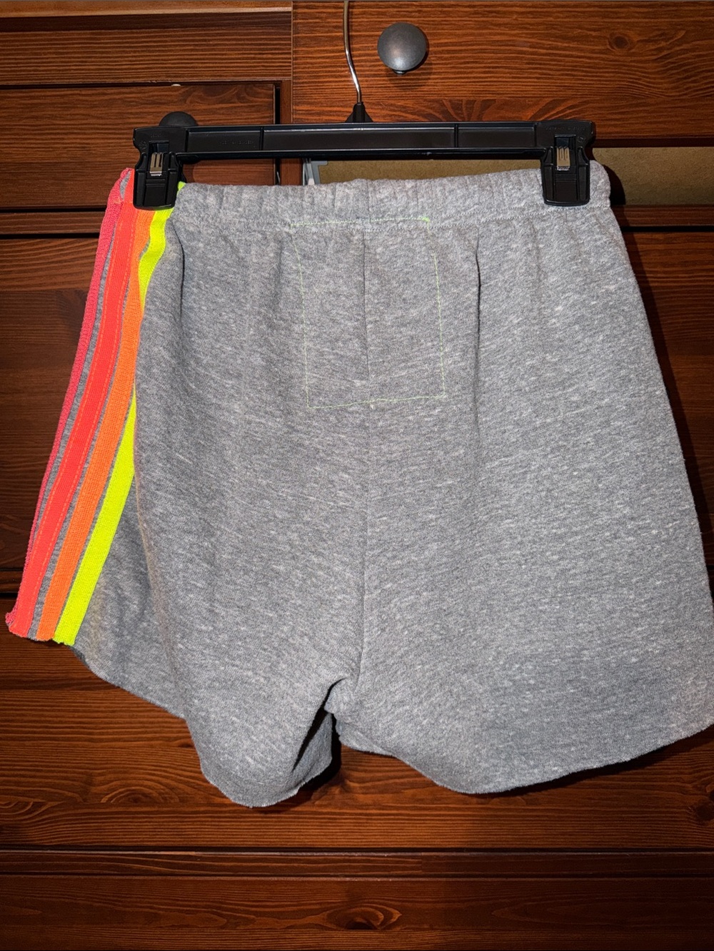 Aviator Nation Gray Rainbow Stripe Cut-Off Sweat Shorts | Size S - Picture 4 of 5